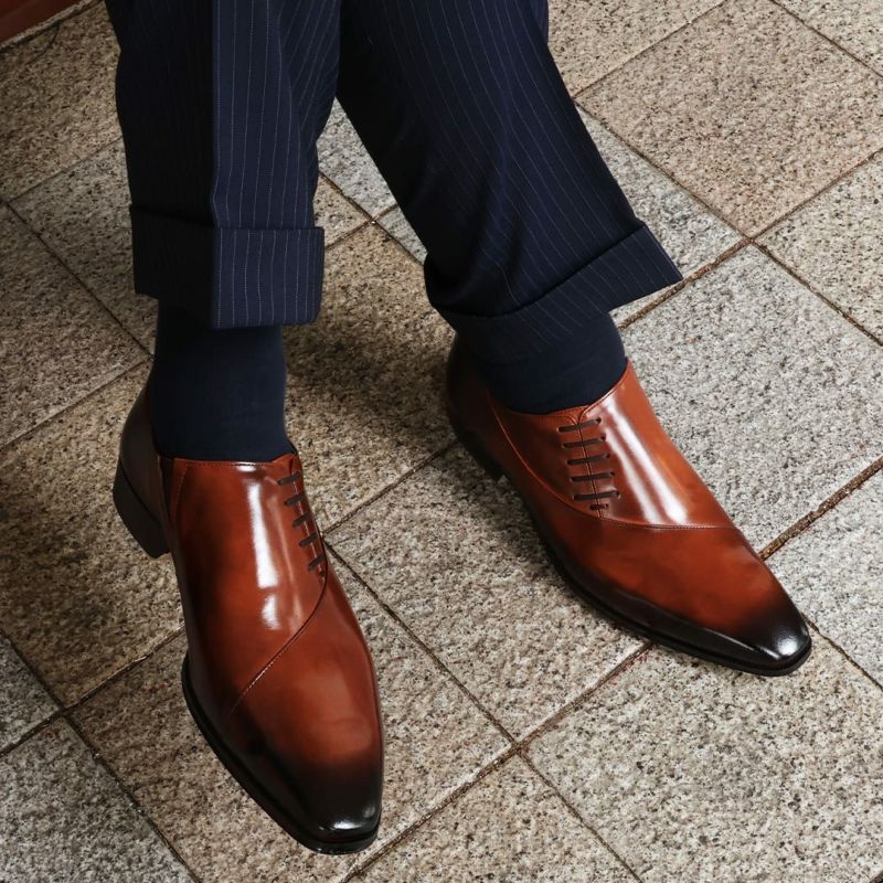 クインクラシコオリジナル 国産ビジネスシューズ サイドレース エラスティック 250050 着用1