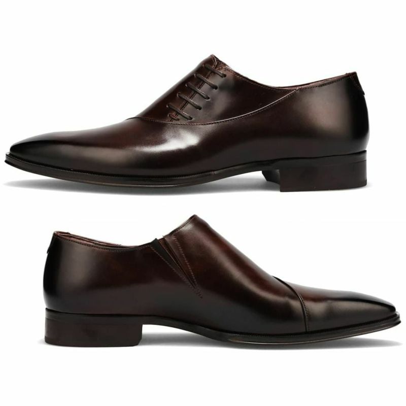 クインクラシコオリジナル 国産ビジネスシューズ サイドレース エラスティック 250050　ダークブラウン1