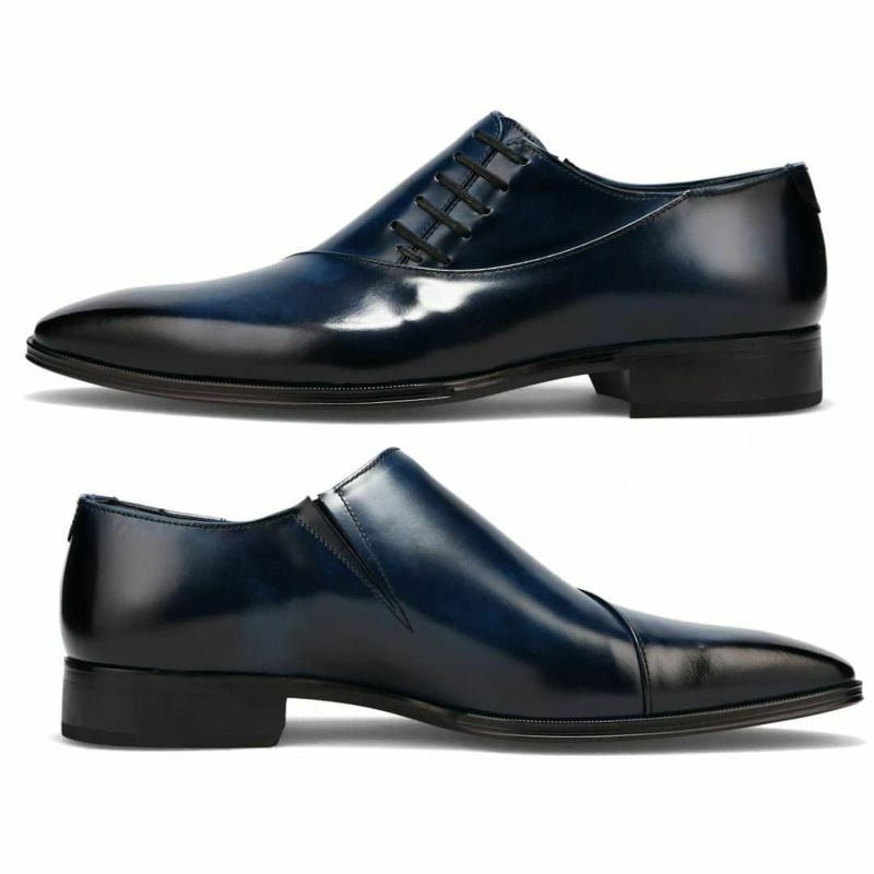 クインクラシコオリジナル 国産ビジネスシューズ サイドレース エラスティック 250050　ネイビー1