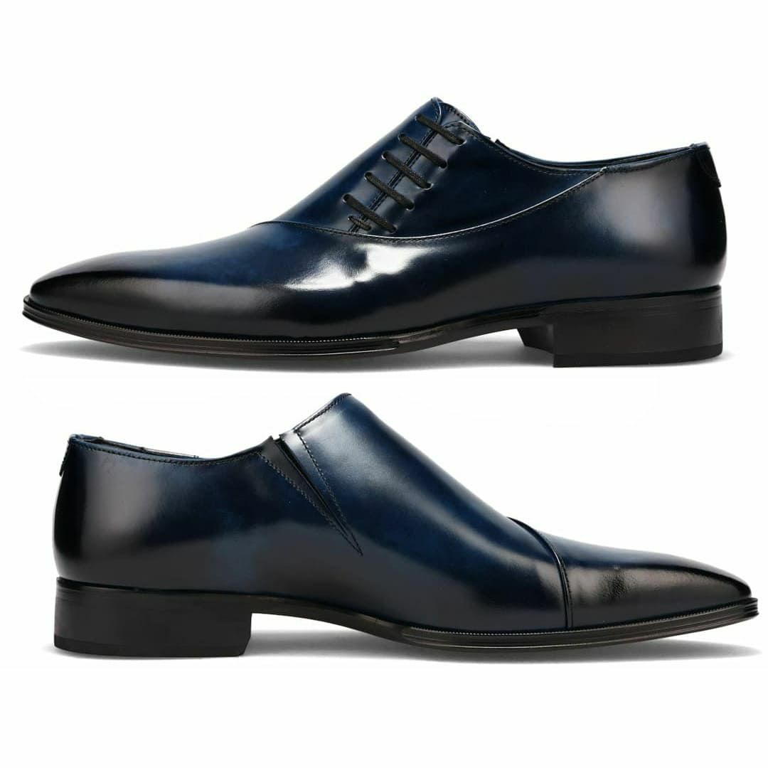 クインクラシコオリジナル 国産ビジネスシューズ サイドレース エラスティック 250050　ネイビー1