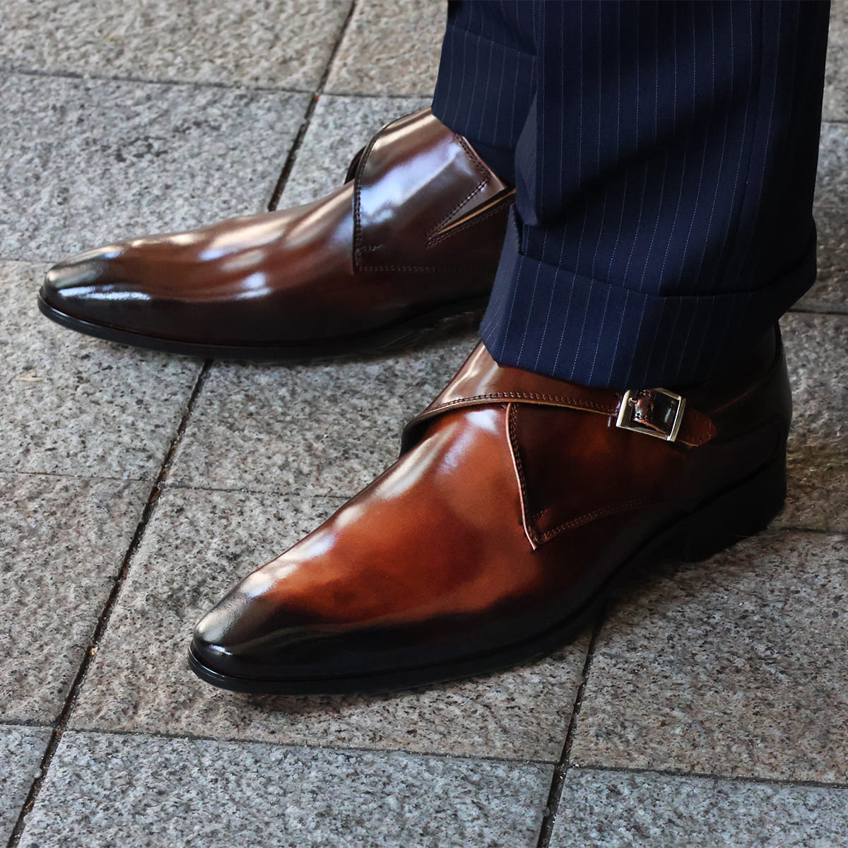 クインクラシコ シングルモンクストラップ 34003snt ブラック ブラウン 5
