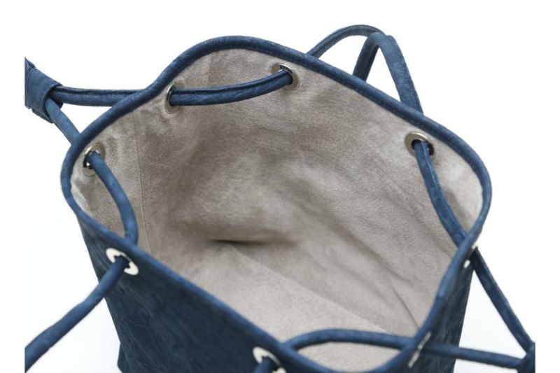 レザック 巾着ショルダーバッグ オイルエレファントレザー インディゴ