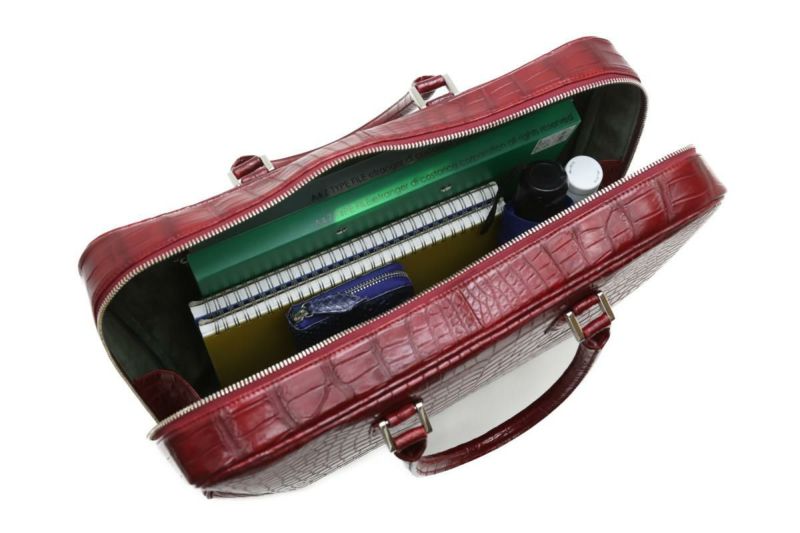 LE'SAC レザック レザーボディバッグ ヌバックポロサスクロコダイル レザック クロコダイル ポロサス ブリーフバッグ レッド 国産(日本製