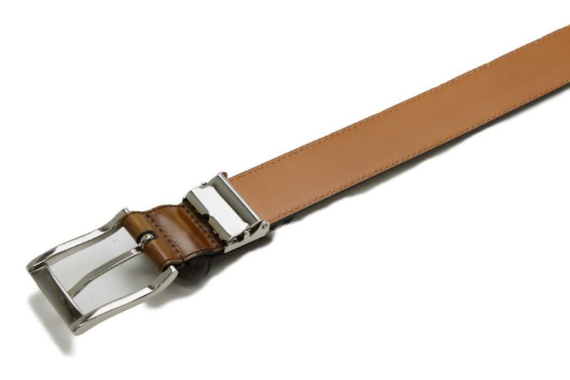 E06736 新品 MAGNANNI レザーベルト チャコール：FREE MAGNANNI 【正規販売店】MAGNANNI 30mmハンドペイントレザー