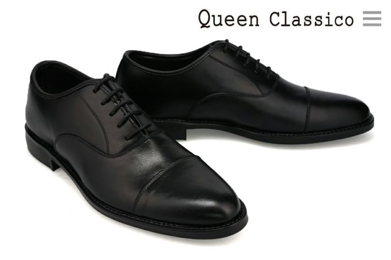 クインクラシコ / QueenClassico メンズ ドレスシューズ 2046 完全防水 内羽根 ストレートチップ ブラック  の通販｜クインクラシコ公式オンラインストア