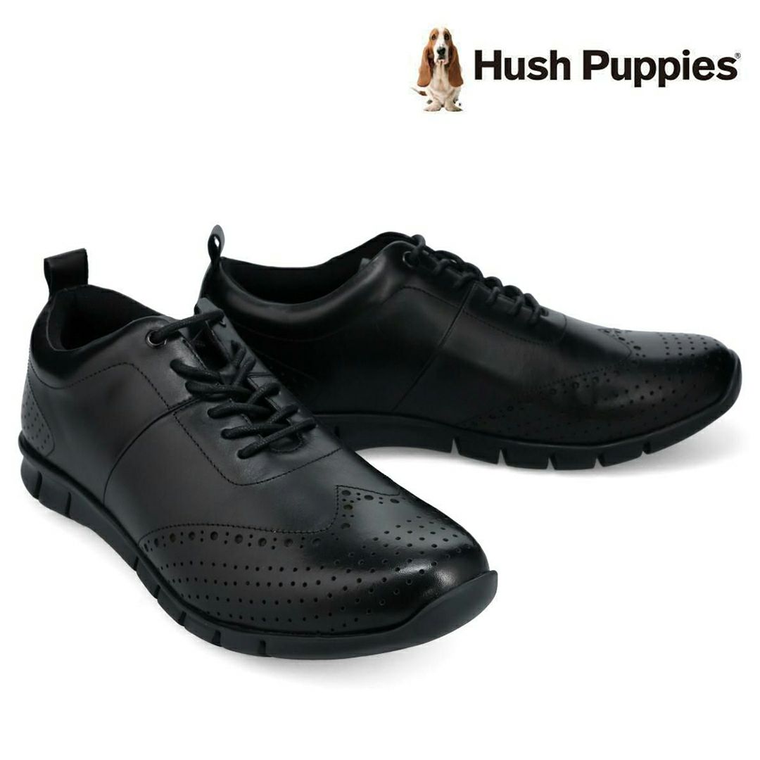 ハッシュパピー メンズ レザースニーカー m-7102tbkbk ブラックブラック 2