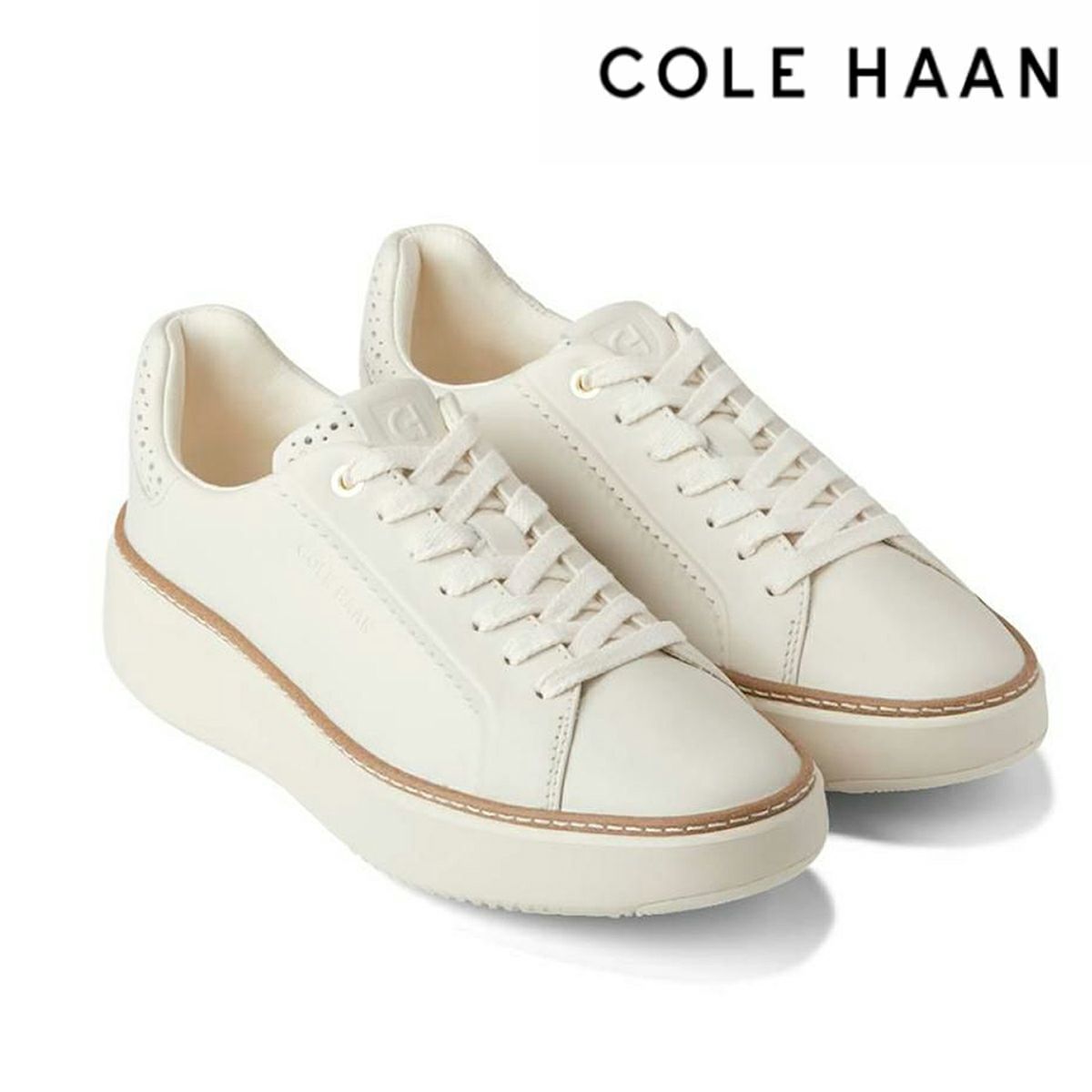 コールハーン レディース グランドプロトップスピンスニーカー アイボリー w30202