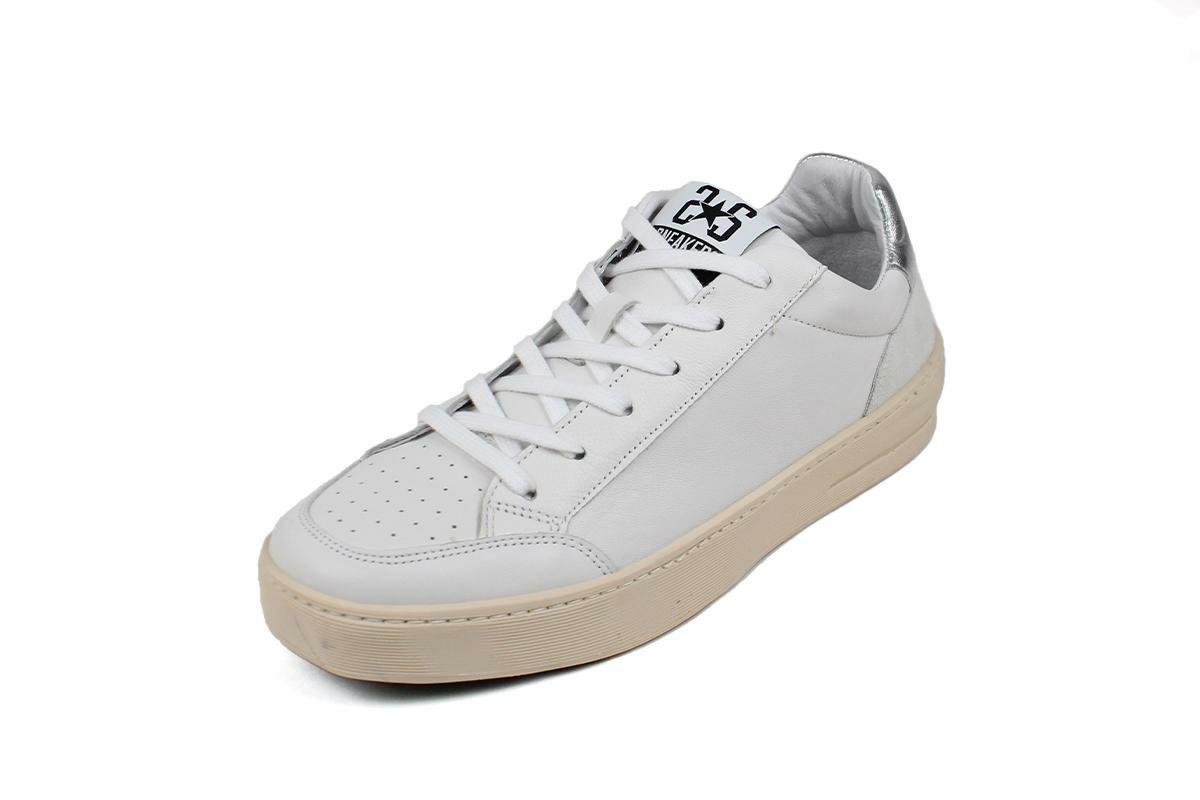 ツースター レディース レザースニーカー ホワイト シルバー 5