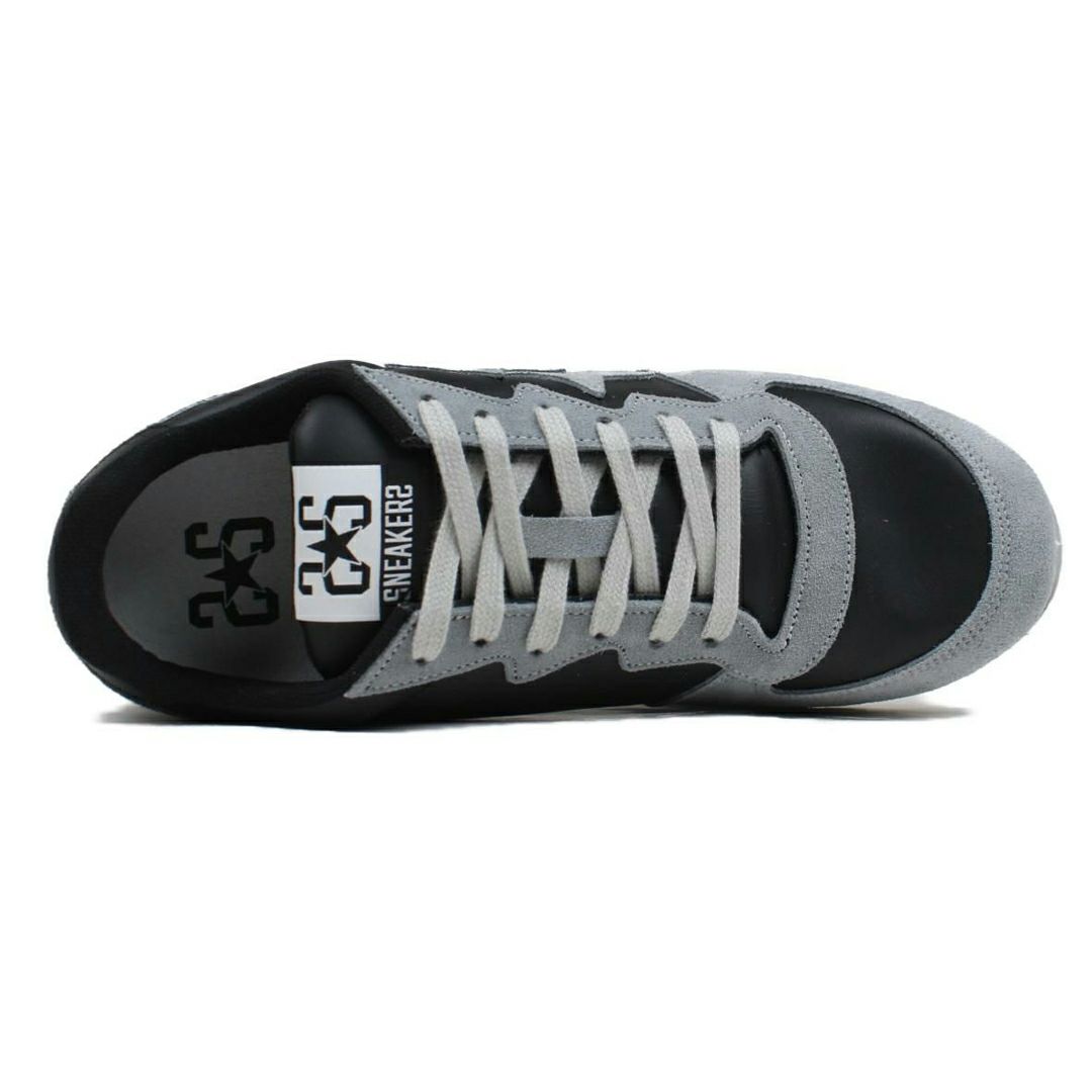 ツースター レディース レザースニーカー ブラック ライトグレー 7