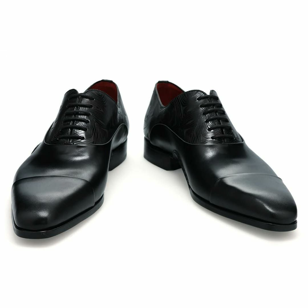 マグナーニ メンズ ドレスシューズ ミクストメディア オックスフォードブラック2