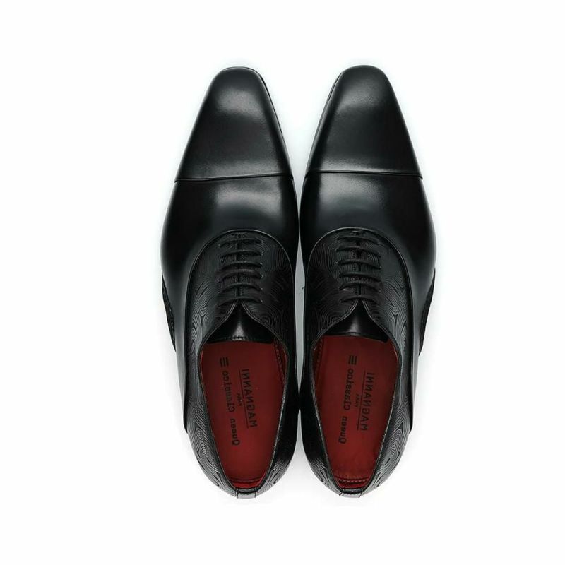 マグナーニ メンズ ドレスシューズ ミクストメディア オックスフォードブラック9