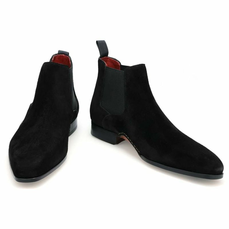 マグナーニ メンズ ドレスシューズ カーフスエード サイドゴアブーツ　ブラック2