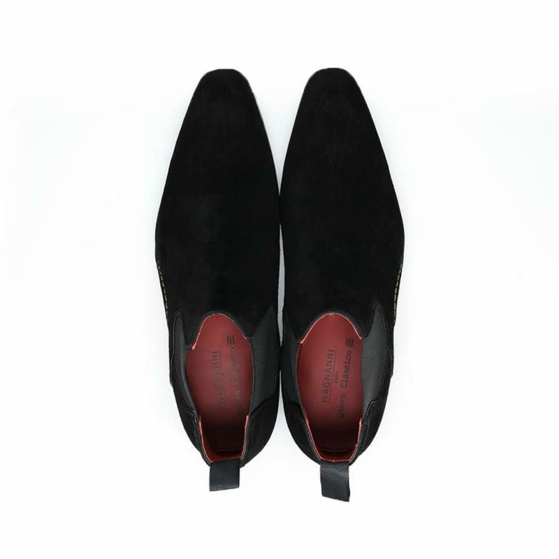 マグナーニ メンズ ドレスシューズ カーフスエード サイドゴアブーツ　ブラック7