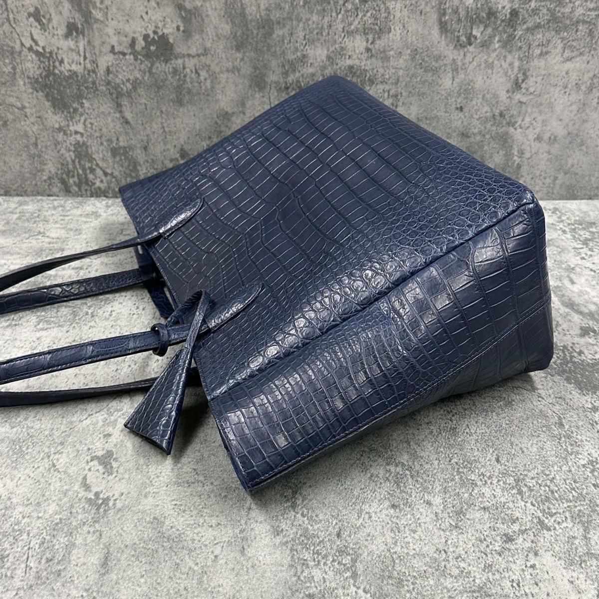  レザック バッグ クロコ トートバッグ ネイビー 国産(日本製)5