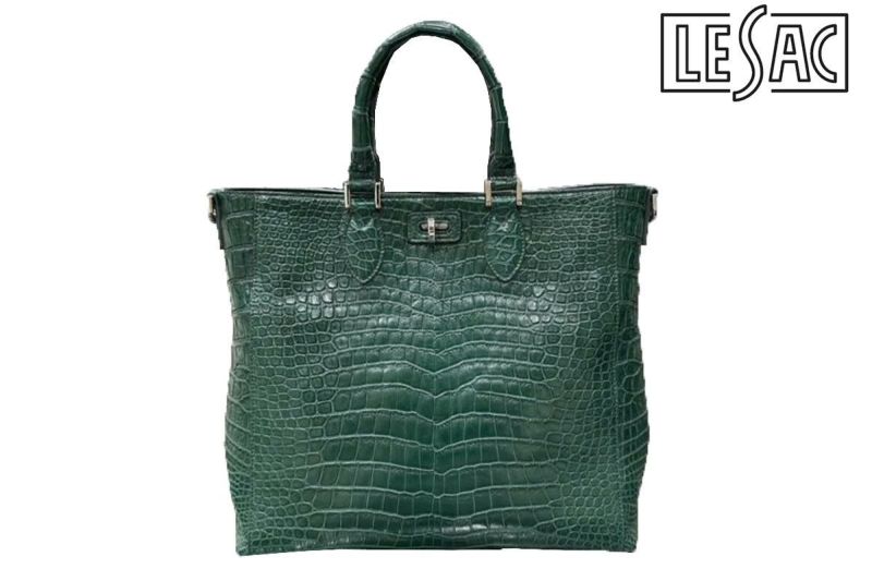 レザック バッグ クロコ トートバッグ CALON グリーン 国産(日本製) 