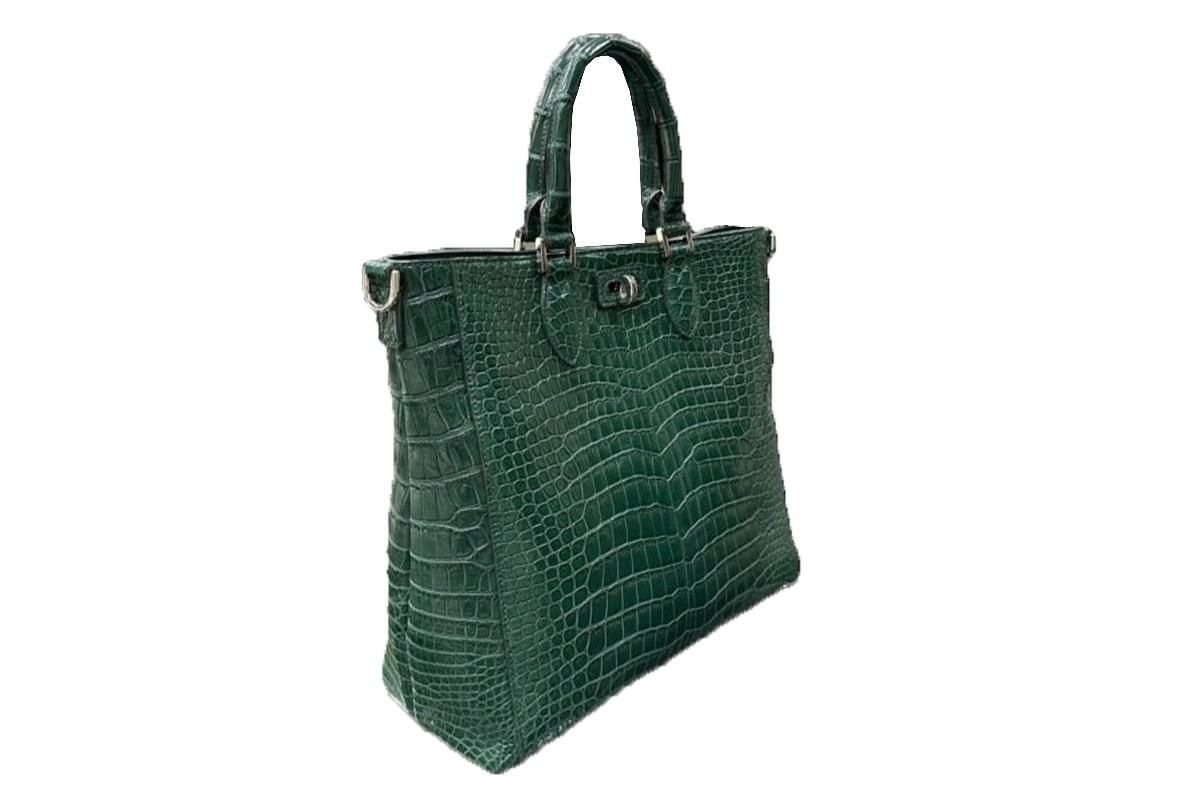  レザック バッグ クロコ トートバッグ CALON グリーン 国産(日本製) 3