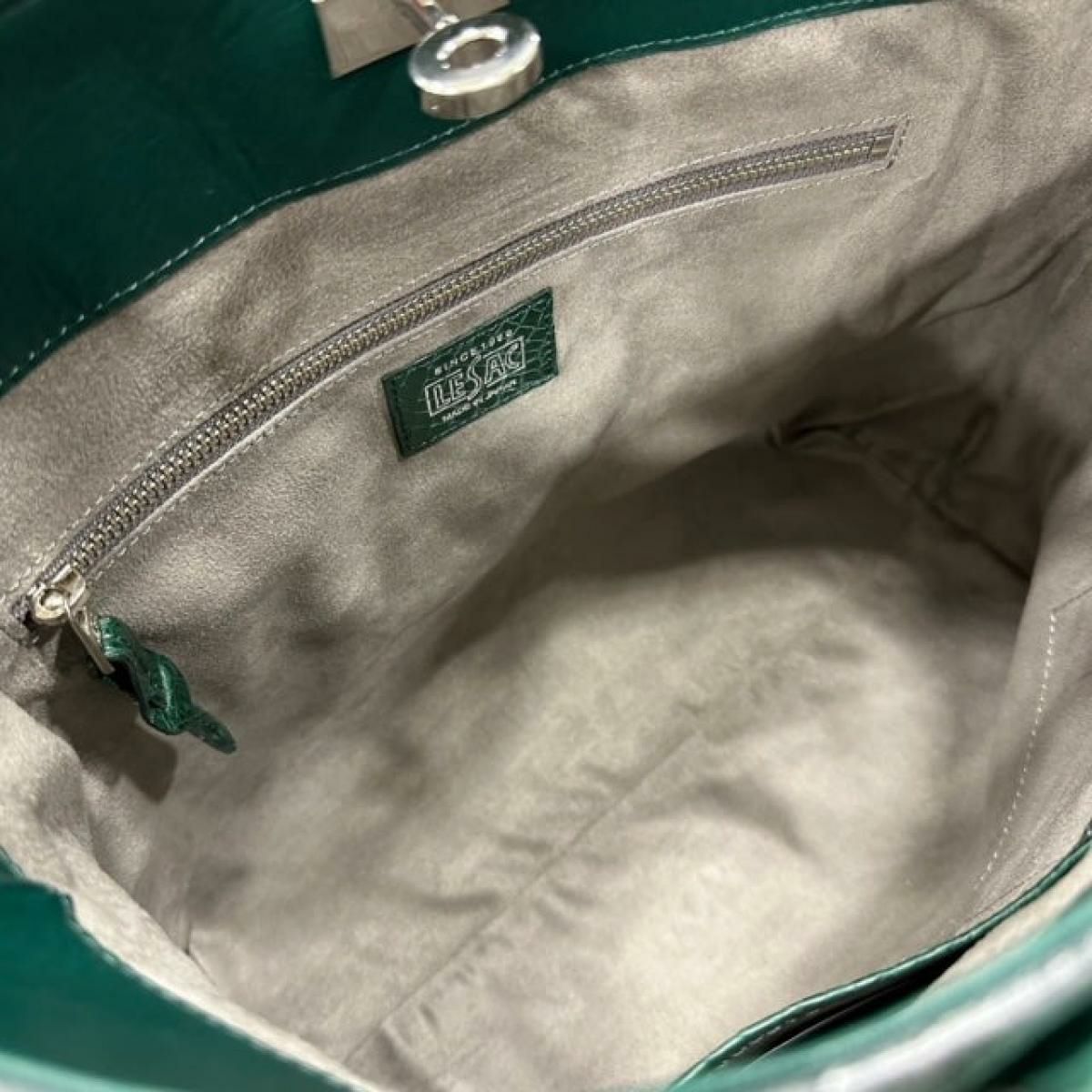  レザック バッグ クロコ トートバッグ CALON グリーン 国産(日本製) 6