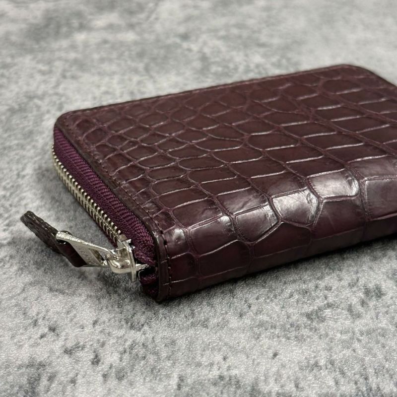 レザック バッグ ワニ革ミドルウォレット ボルドー 国産(日本製)6