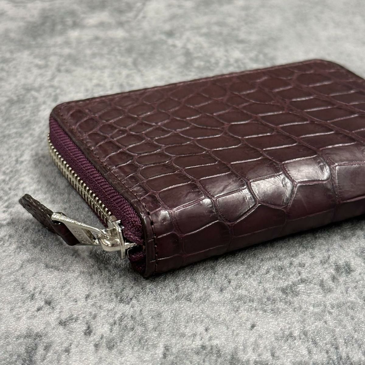 レザック バッグ ワニ革ミドルウォレット ボルドー 国産(日本製)6