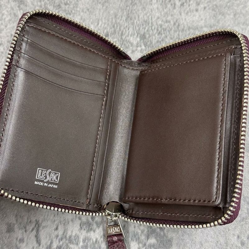 レザック バッグ ワニ革ミドルウォレット ボルドー 国産(日本製)7