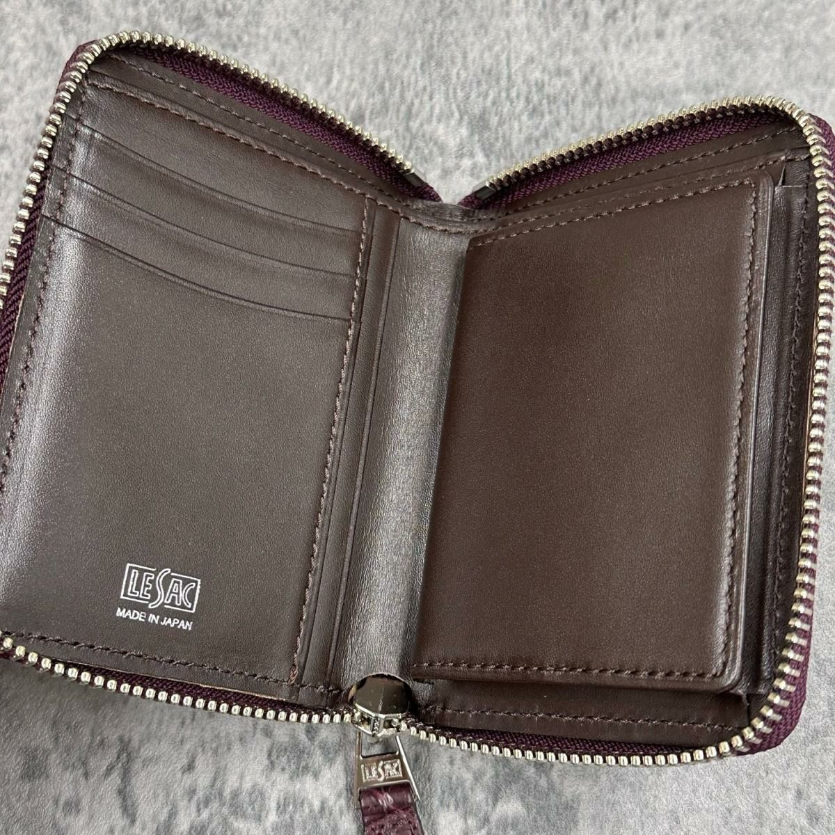 レザック バッグ ワニ革ミドルウォレット ボルドー 国産(日本製)7
