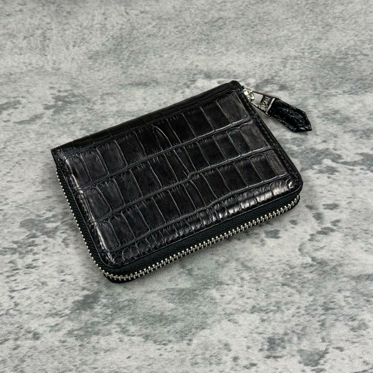 レザック バッグ ワニ革ミドルウォレット ブラック 国産(日本製)2