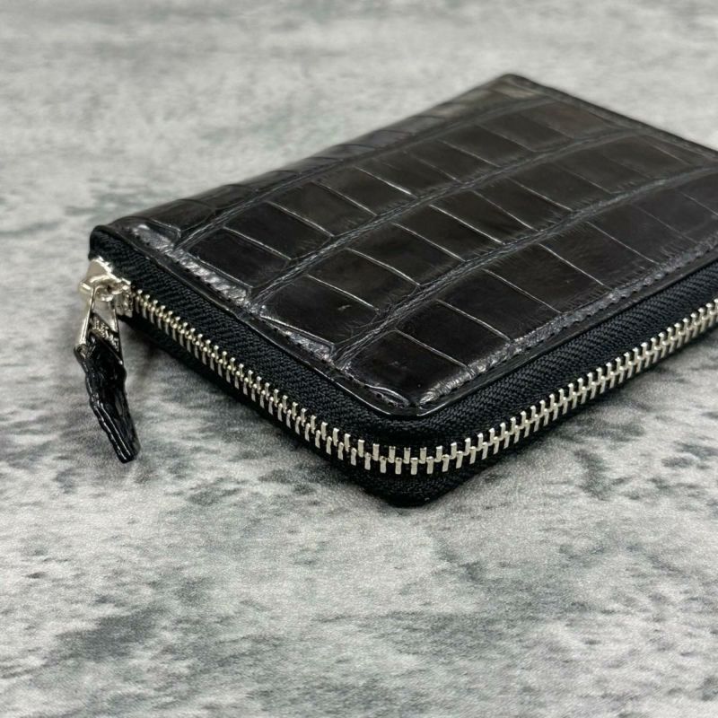 レザック バッグ ワニ革ミドルウォレット ブラック 国産(日本製)5