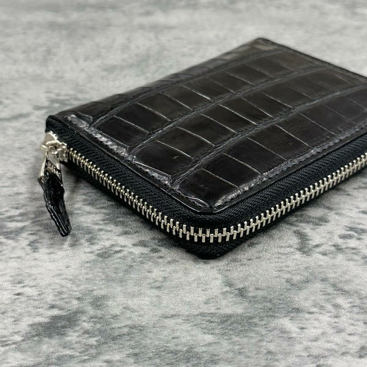レザック バッグ ワニ革ミドルウォレット ブラック 国産(日本製)5