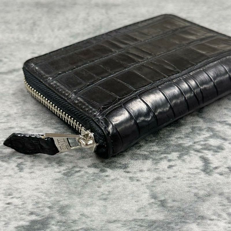 レザック バッグ ワニ革ミドルウォレット ブラック 国産(日本製)6