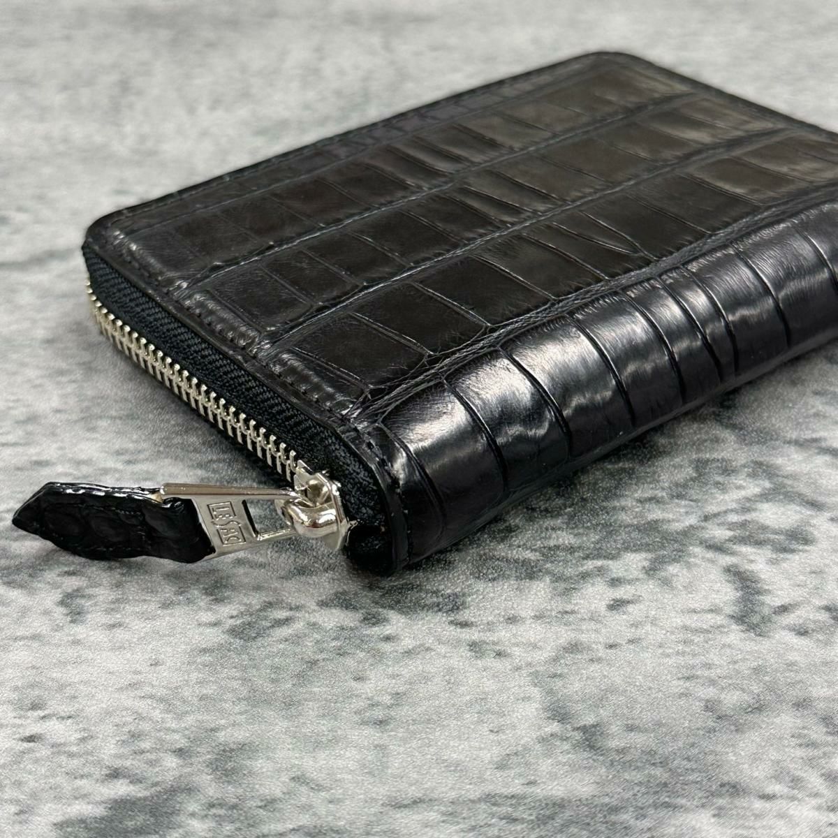レザック バッグ ワニ革ミドルウォレット ブラック 国産(日本製)6