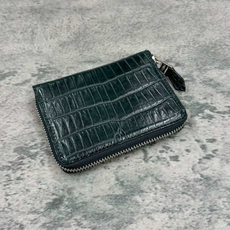レザック バッグ ワニ革ミドルウォレット グリーン 国産(日本製)2