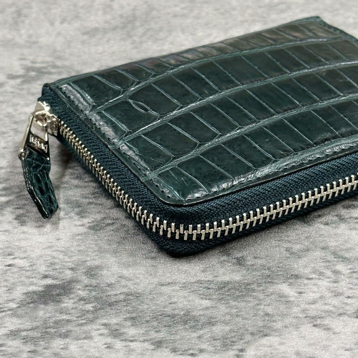 レザック バッグ ワニ革ミドルウォレット グリーン 国産(日本製)5