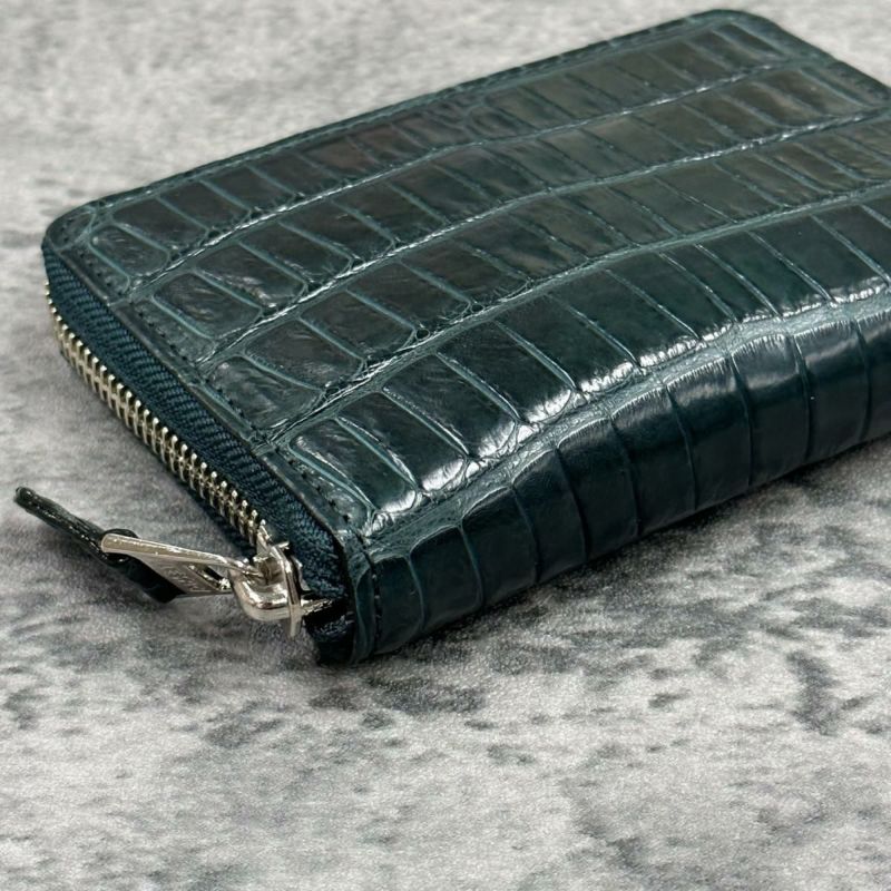 レザック バッグ ワニ革ミドルウォレット グリーン 国産(日本製)6