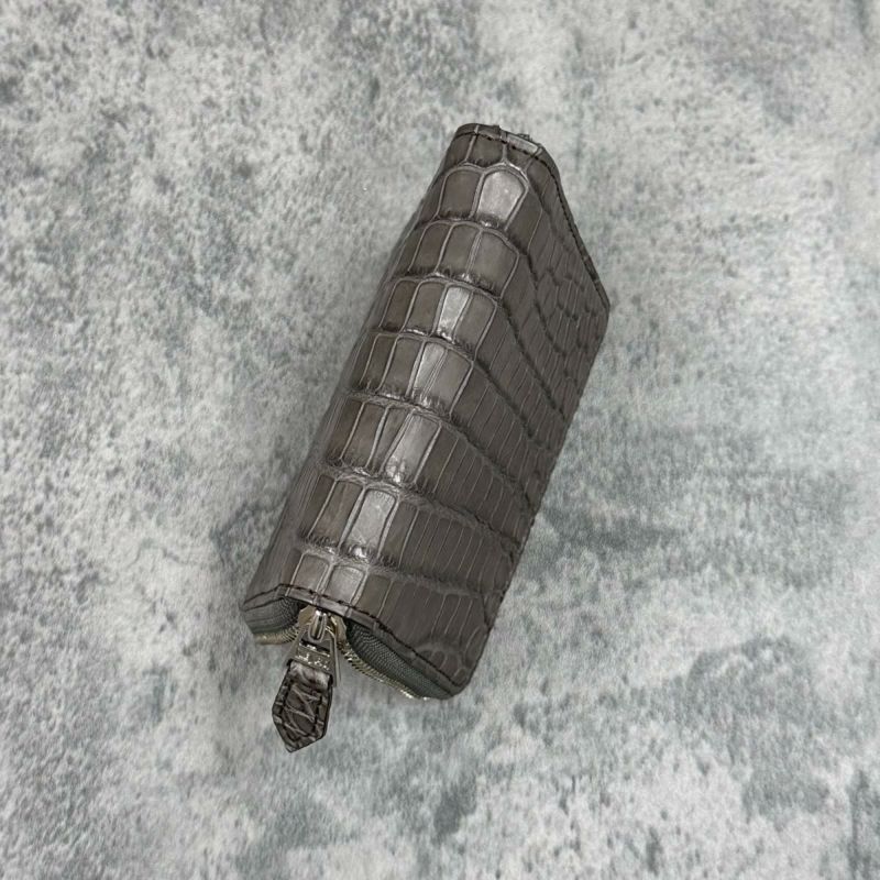 レザック バッグ ワニ革ミドルウォレット グレー 国産(日本製)4