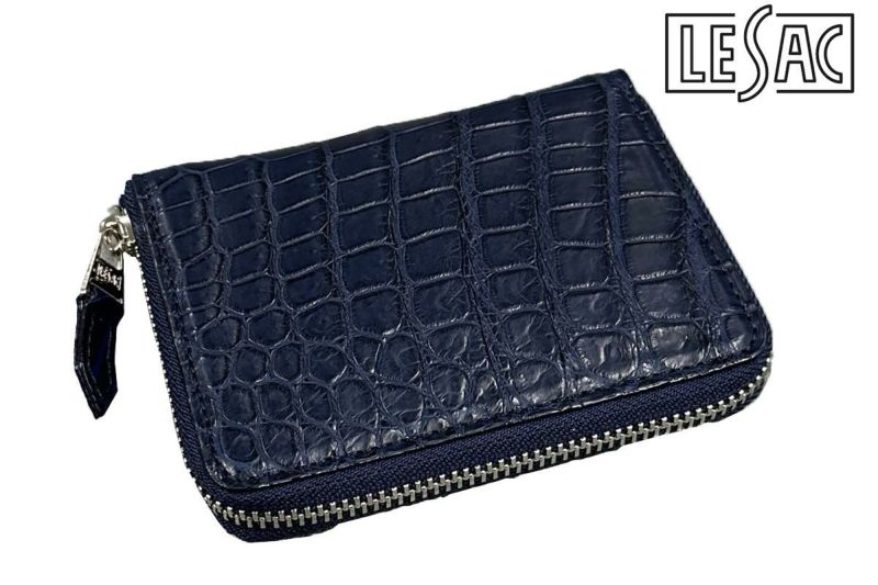 レザック バッグ ワニ革ミドルウォレット インディゴ 国産(日本製) 