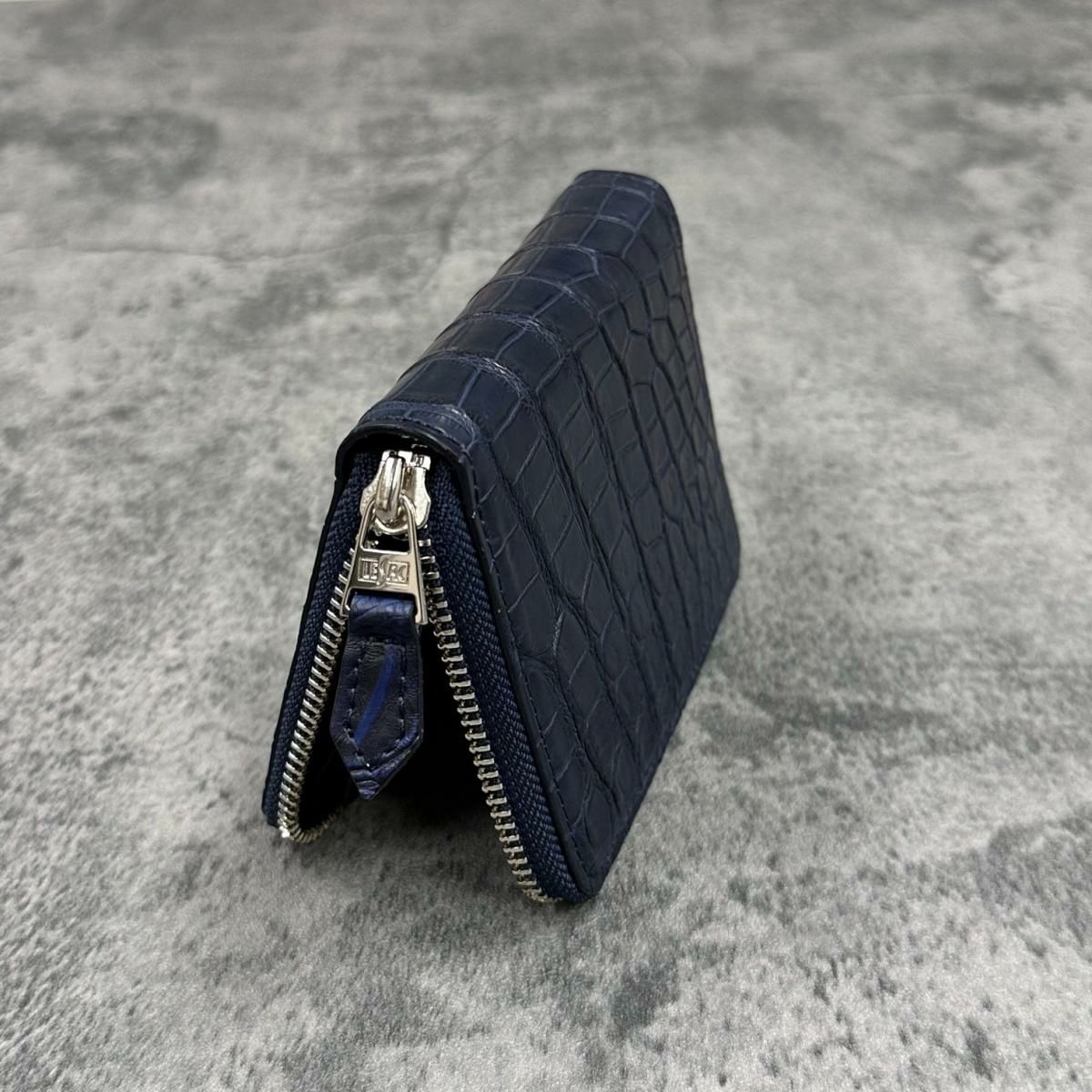 レザック バッグ ワニ革ミドルウォレット インディゴ 国産(日本製) 3