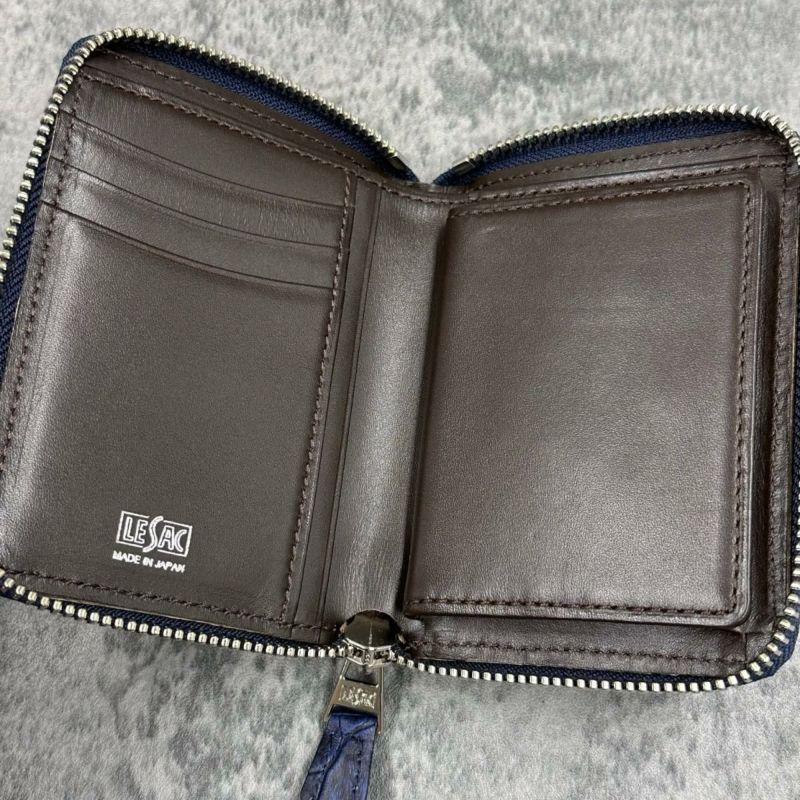 レザック バッグ ワニ革ミドルウォレット インディゴ 国産(日本製) 6