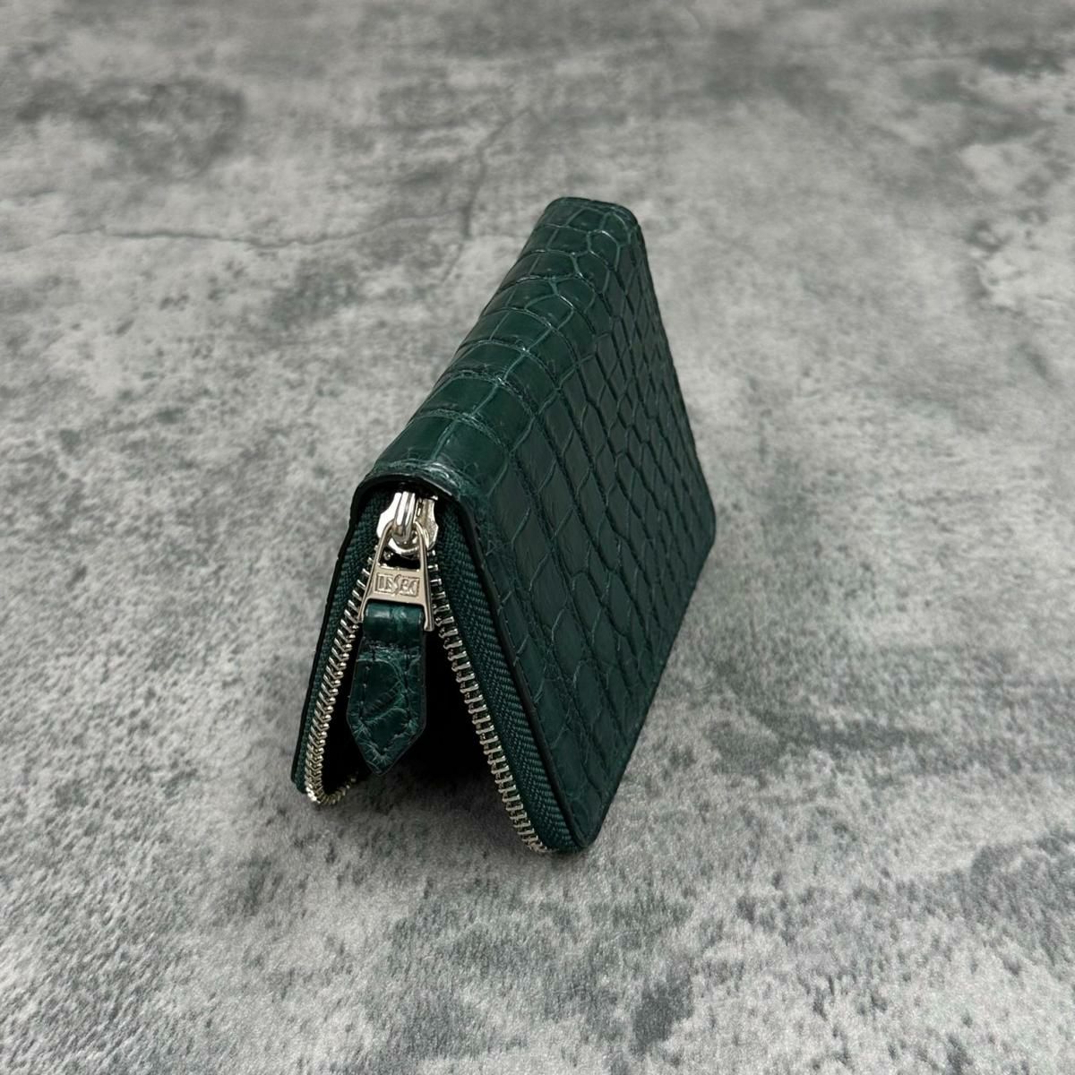 レザック バッグ ワニ革ミドルウォレット ライトグリーン 国産(日本製) 3