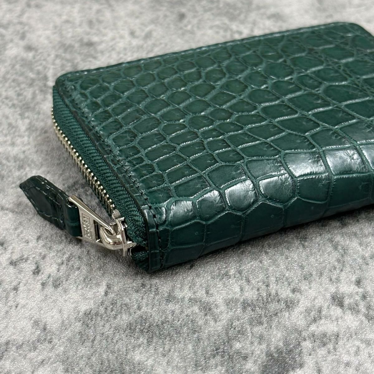 レザック バッグ ワニ革ミドルウォレット ライトグリーン 国産(日本製) 7