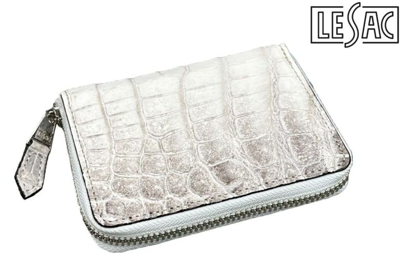 レザック バッグ ワニ革ミドルウォレット ホワイト 国産(日本製) 