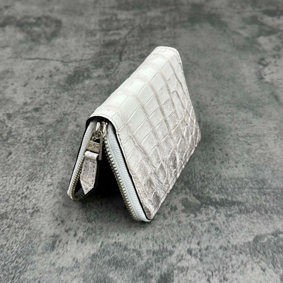 レザック バッグ ワニ革ミドルウォレット ホワイト 国産(日本製) 4