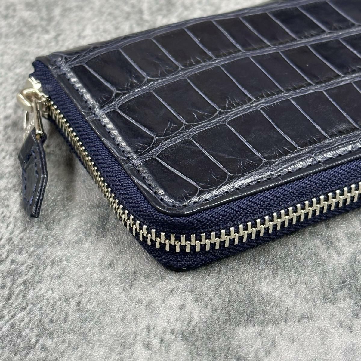 レザック バッグ ワニ革ミドルウォレット ネイビー 国産(日本製) 5