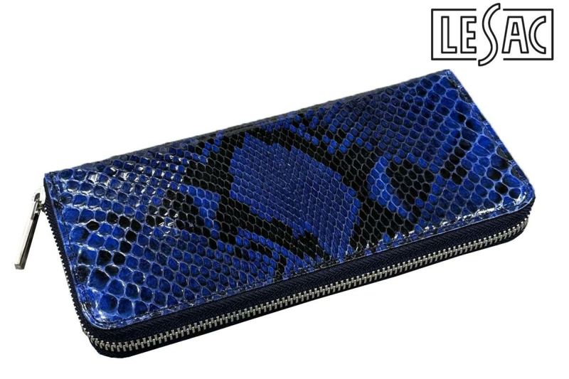 レザック バッグ パイソン 長財布 ブルー 国産(日本製)