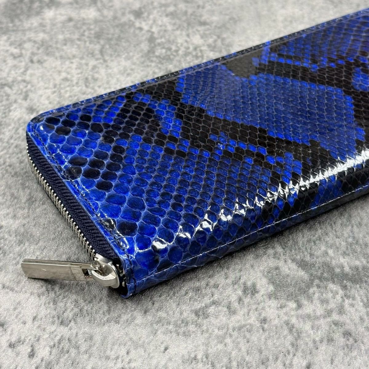 レザック バッグ パイソン 長財布 ブルー 国産(日本製)4
