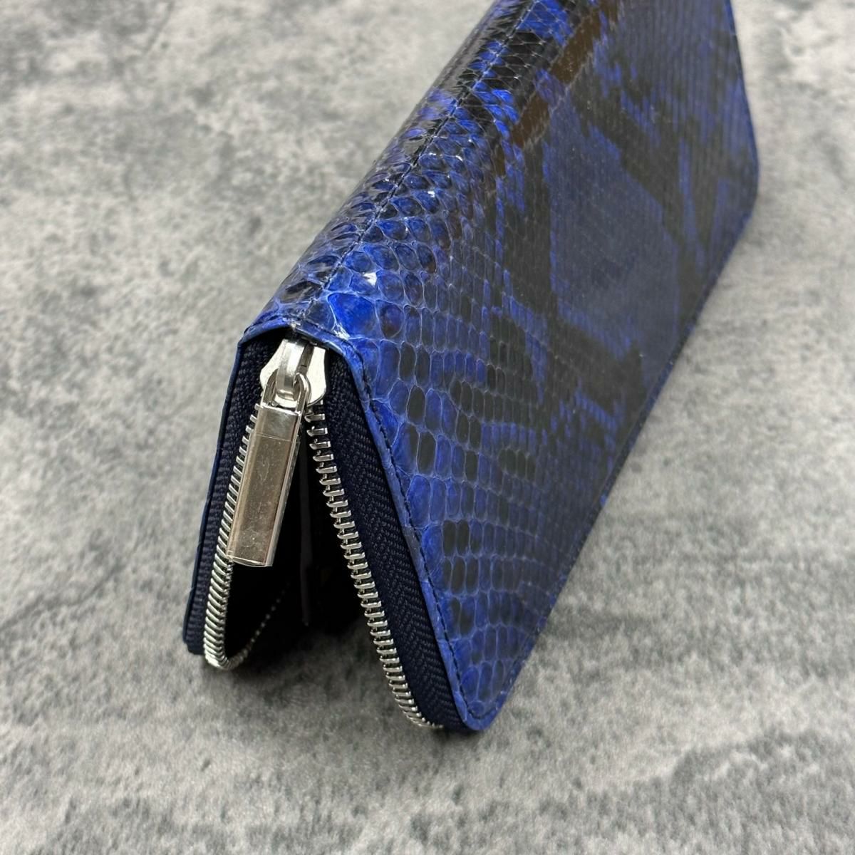 レザック バッグ パイソン 長財布 ブルー 国産(日本製)5