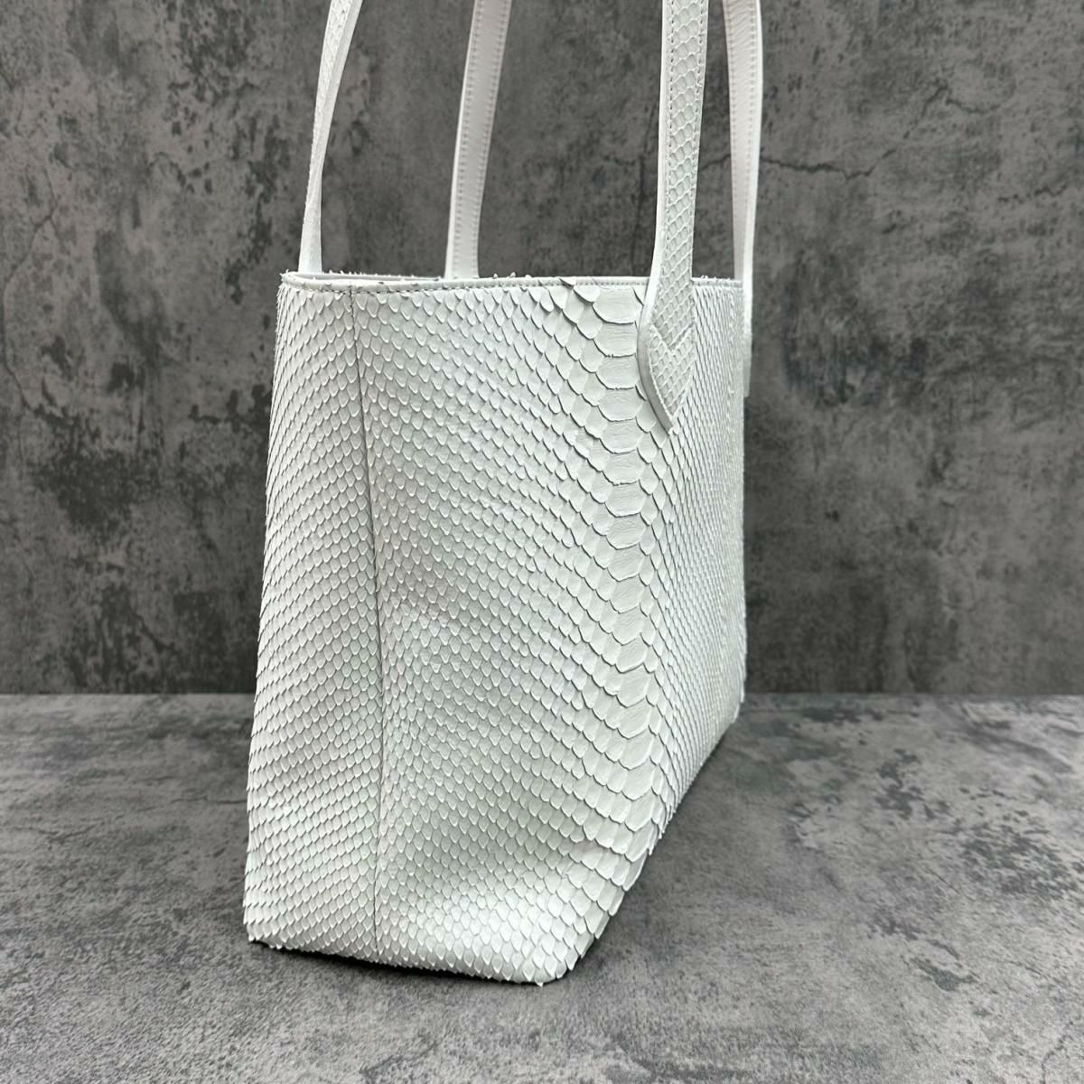 レザック バッグ パイソン トートバッグ ホワイト 国産(日本製)4
