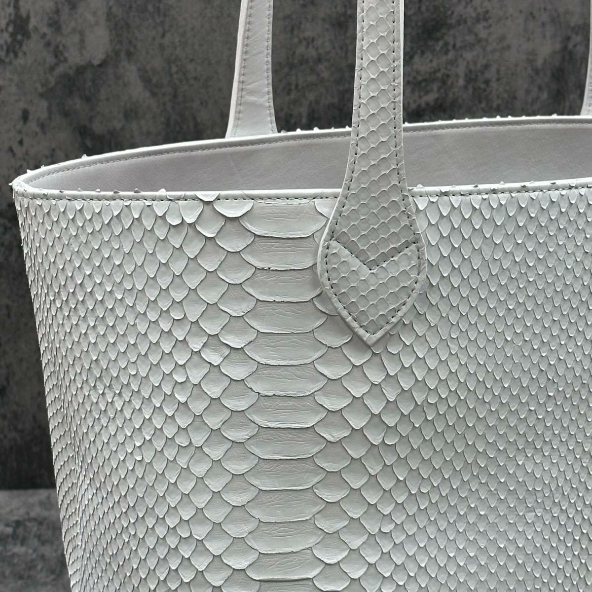 レザック バッグ パイソン トートバッグ ホワイト 国産(日本製)10