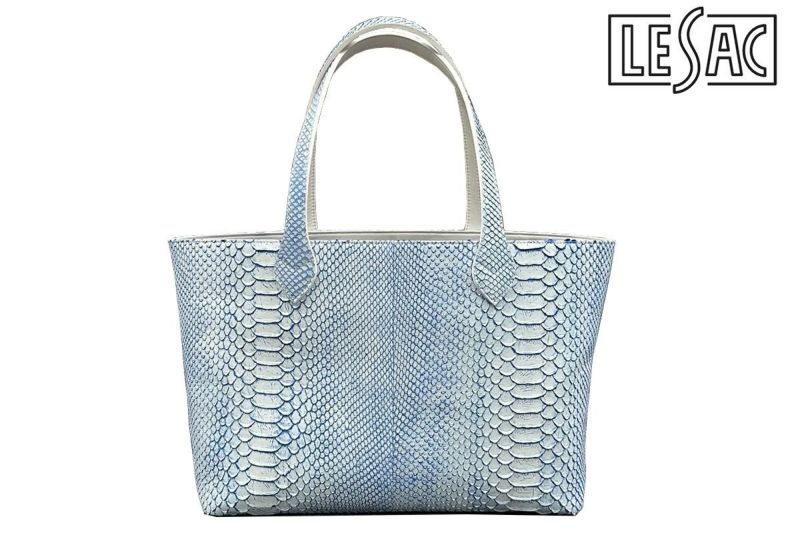 レザック バッグ パイソン トートバッグ ホワイト ブルー 国産(日本製) 