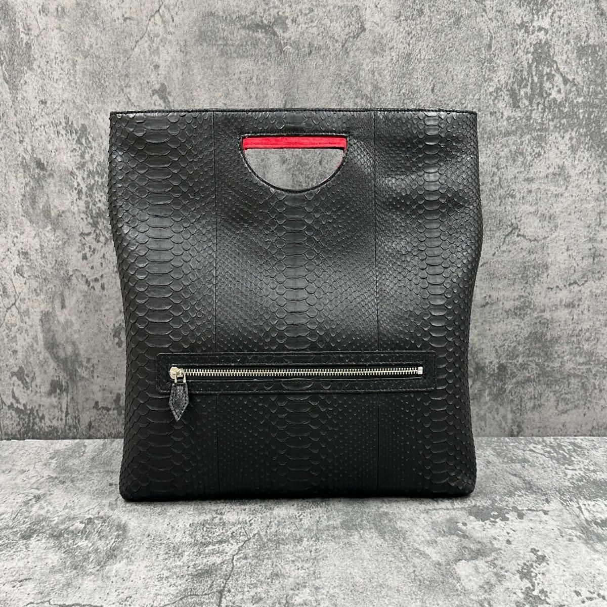 レザック バッグ パイソン トートバッグ ブラック 国産(日本製)2