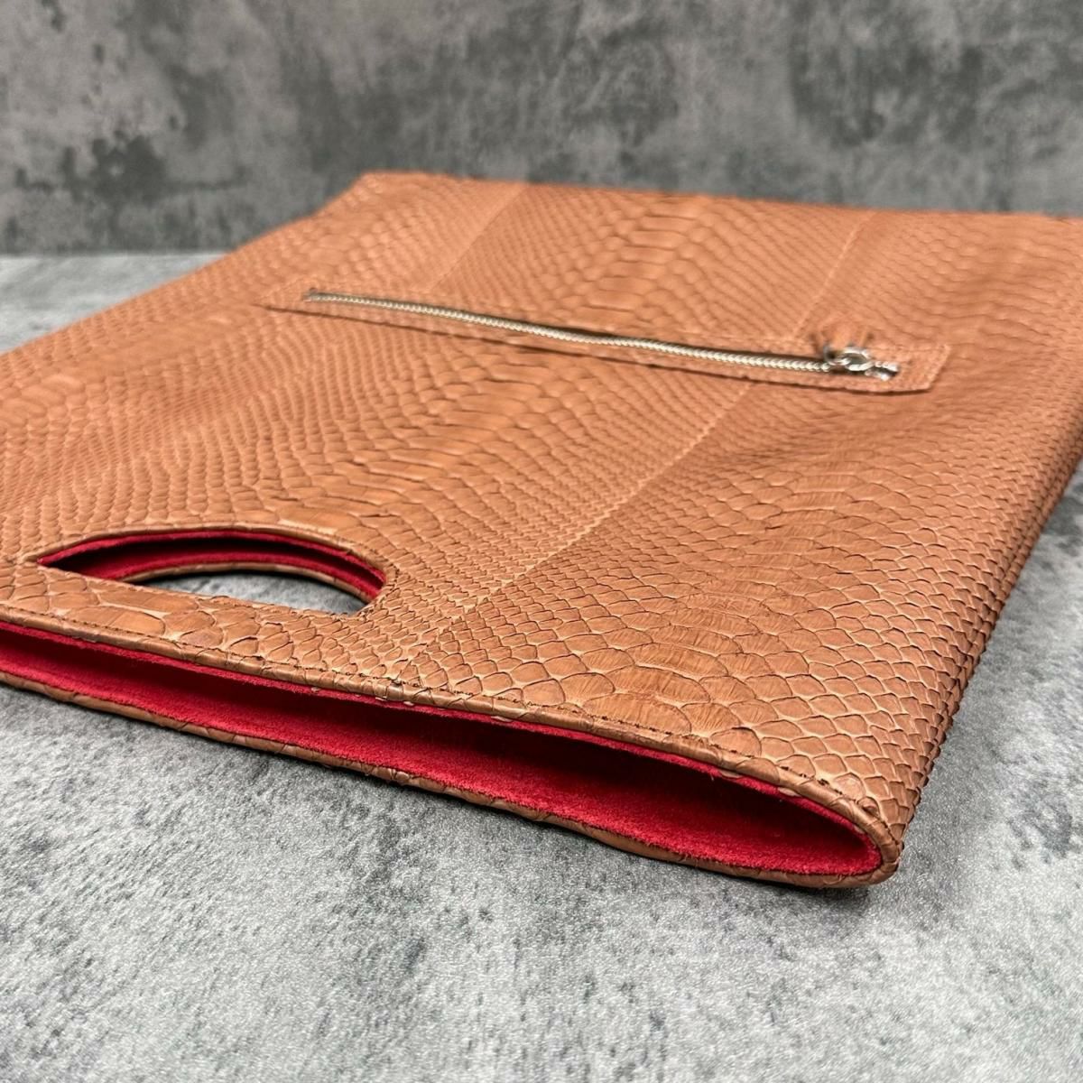 レザック バッグ パイソン トートバッグ コニャック 国産(日本製)4